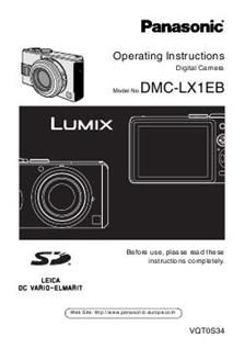 Panasonic Lumix LX1 manual. Camera Instructions.